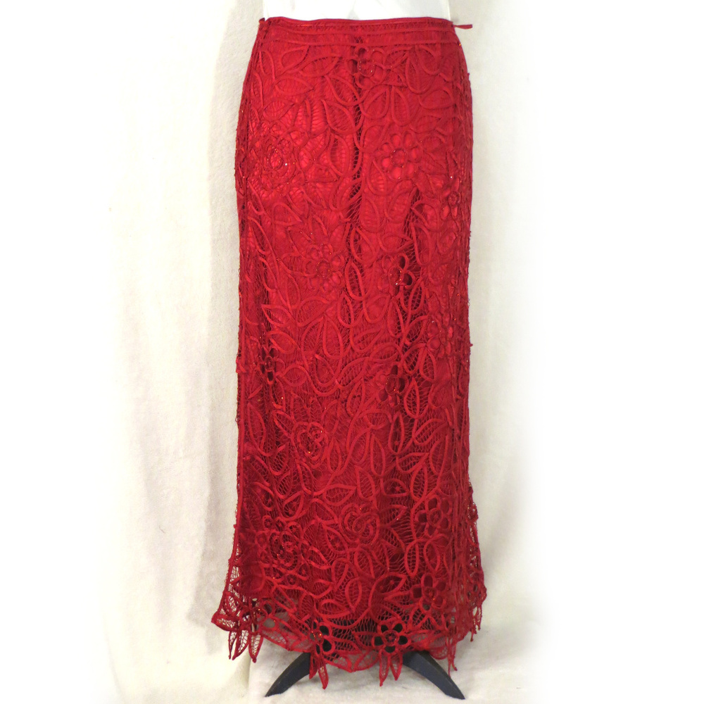 Silken Poetry 100% Silk Lace Overlay Skirt